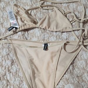 PrettyLittleThing Cream Bikini Set